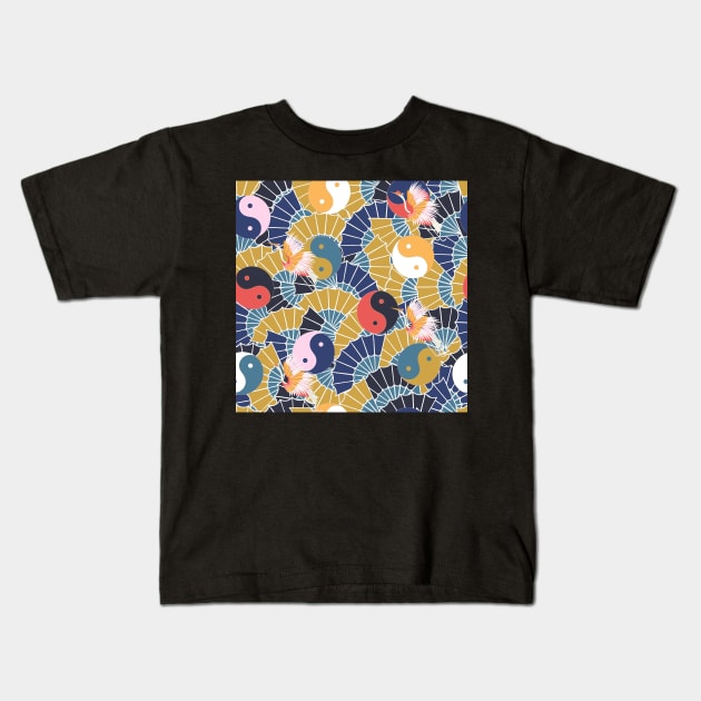 Colorful japanese pattern Kids T-Shirt by LittleNippon